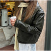 Women's Crocodile Embossed Short Jacket Round Neck Long Sleeve Single Breasted Coat Vintage Y2K Streetwear Autumn Casual Outfit