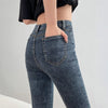Women Flare Jeans Winter Streetwear Y2K Straight Pants Ankle Length Denim Jeans Girls Party Casual Retro Blue Trousers