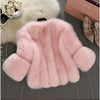 Women Imitation Fur Coat Short Slim Splicing Outwear Thicken Warm Jacket Temperament Casual Out coat Solid Color
