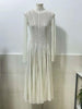 Lace Dress Women's Round Neck Hollow Out Slim Long Sleeve Retractoin Waist Big Swing Dresses 7AB8070