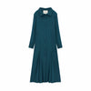 Pleated Long Sleeved Single Breasted Bud Cardigan Dress Ear Belt Women Thai Elegant Causal Designer Clothing
