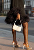 Women's Mini Dress Feather Hem Cocktail Evening Party Elegant Dress Spring Round Neck Solid Y2K Straigth Loose Dress