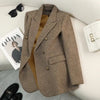 Women's Autumn Winter Long Sleeve Blazer Coats Vintage Thick Woolen Jackets Notched Elegant Outerwears Female Clothes