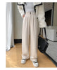 Autumn Winter High Waist Woolen Women's Wide Leg Pants Button Korean Casual Loose Straight Full Length Trousers Female