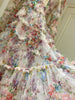 Hit Color Print Dresses For Women Round Neck Lantern Sleeve High Waist Folds Elegant Dress Female Clothing