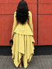 Elegant Layered Maxi Dress Women Long Sleeve O-Neck Layered Ruffle Asymmetrical Hem Long Dresses Evening Vestidos