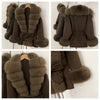 Real Fur Wool Jacket Reality Fur Jacket Women Natural Fox Fur Cuffs Winter Clothing Female Elegant with Belt Woolen Coat