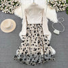 Y2k Grunge Long Sleeve Blazer Women + Slim Waist Mid-length A-line Strap Dresses Autumn Two Piece Sets