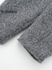 Women With Pockets Grey Front Zipper Jackets Vintage Lapel Neck Long Sleeves Female Chic Lady Outfits