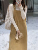 Chic Japan Mori Girls Feminine Vestidos Women Flower Embroidery Elegant Retro Cute Vintage Cotton Corduroy Pockets Shirt Dress