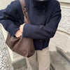 Women Grey Fur Splicing Woolen Coat Casual Belt Full Sleeve Lapel Loose Cardigan Outwear Lady Winter Highstreet Jacket