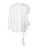 Women Black Organza Ruffles Big Size Blazer Lapel Long Sleeve Loose Fit Jacket Spring Autumn 1DE392101