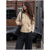 Chic Embroidery Pink Lace Up Woman Short Coat Casual Long Sleeves V Neck Jacket Autumn Lady Commuter Street Outerwear