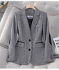 Coffee Blazer Women Spring Autumn High End Design Casual Slim Jacket Office Lady Work Coat Tops Gray