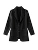 Simple Women's Two Piece Set Dragon Scale Long Sleeve Notched Pleated Blazer And Elastic Waist Straight Pants 2DB4432