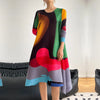 Pleated Printed Skirt Spring Autumn Temperament Plus Size Large Swing High Waist Casual Dresses for Women