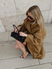 Lady Oversized Long Trench Women Coat Stand Collar Single Breasted Loose Wide Sleeve Casual Coats Autumn Winter Chic Jackets