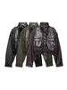 Women's Faux Leather Short Jacket Coat Long Sleeve High Collar Chic Top with Flap Pockets Female Outerwear
