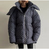 Oversized Printed Thicken Women's Coat With Hooded Loose Full Sleeve Zippers Pocket Cotton-padded Coats Winter Lady Outwear