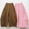 Women Retro Polka Dot Print High Waist Barrel Leg Pants Drawstring Hem Wide Leg Trousers With Pockets Y2K Casual Streetwear