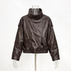 Autumn Winter Black Women Faux Leather Jacket Coat Casual Loose Pockets Biker Outerwear Female