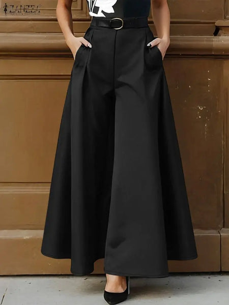 Stylish Women's Wide Leg Pants Elegant High Waist Loose Solid Color Trousers Autumn Commuting Streetwear S-3XL
