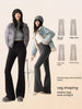 Winter High Waist Flared Pants Women Tummy Control Velvet Bell Bottom Trousers Thick Warm Wide Leg Pants Casual Streetwear Fashi