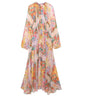 Women's Casual Loose Series Printed Long Sleeve Dress Colorful Abstract Print Chiffon Maxi Dress Long Sleeve Dress Elegant Vmlr