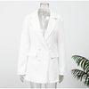 Chic White Waist Cinching Dress Women Full Sleeve Deep V-neck Double Breasted Mini Vestidos Lady High Street Robe