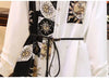 Vintage Print A-Line With Belt Loose Polo Neck Women's Dress Elegant Single-Breasted Knee Length Dresses For Women Spring