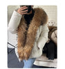White Duck Down Jacket Winter Women Warm Loose Coat Natural Real Fox Fur Collar Thick Outerwear Parkas