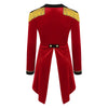Womens Circus Ringmaster Costume Tuxedo Party Showman Tailcoat Blazer Stand Collar Fringed Shoulder Board Velvet Jacket Coat