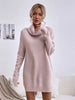 Women's Autumn Winter Knit Dress Solid Color Loose Turtleneck Comfortable Sweater Style Gown