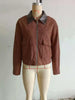Women's Pink Corduroy Pu Leather Collar Cropped Jacket Long Sleeve Zipper Coat All-match Spring Autumn Outfit