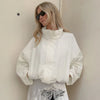 Street Chic Red Turtleneck Zipper Jackets Autumn Casual Long Sleeve Outerwear Coats For Woman Tops Female