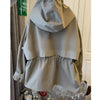 Spring Autumn Korean The Design Sense Niche Loose Casual Hem Drawstring Waist Hooded Windbreaker Female Long Coat Lady Top