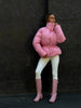 Women High Stand Collar Solid Puffer Jacket Elastic Cinched Waist Peplum Hem Zip Back Thick Padded Coat Warm Winter Street Coats