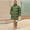 Printed Women's Winter Jacket Hooded Mid Length Padded Coat Belted Waist Padded Coat Vintage Leopard Print Winter Warm Wear