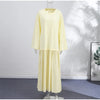 Solid Color Loose Fit Flare Sleeve Tiered Dress Crew Neck Ruffle Hem Pleated Long Maxi Dresses Spring Chic Casual Outwear