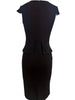 Womens Elegant Front Zipper Work Office Knee Length Black Cap Sleeve Peplum Pencil Casual Cocktail Party Bodycon Sheath Dress