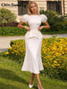 Elegant Women's Printed Waistband Long Dress 3D Flower V-neck Bubble Sleeve Patchwork A-line Dresses Spring Party Robe