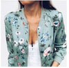 Women Elegant Zipper Jacket Spring Autumn Floral Printed Jackets Office Wear Slim Office Coat Retro Outwear