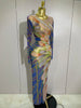 Sparkly Rhinestone Stretchy Mesh See Through Long Dress Women Birthday Party Performance Nightclub Stage Costume