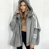 Casual Warm Plush Women's Coat Zipper Cardigan With Baton Sleeves Loose Hooded Coat Autumn Winter Commuting Wear