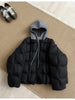 Women Parkas Knitted Hooded Puff Cotton-padded Jacket Fake Two Pieces Loose Warm Thicke Cotton Coat Female Outerwear Overcoat