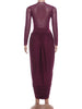 Wrapped Sexy Dress Women Mesh Patchwork Split Ruched Elegant Full Sleeve Birthday Banquet Party Maxi Bodycon