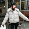 Winter Women Thicke Cotton Coat Loose Hooded Puffer Jacket Cropped Down Cotton Padded Coat Female Parkas Outwear