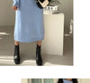 Autumn Winter Loose Turtleneck Women's Knitted Long Dresses Long Sleeve Vintage Straight A-line Dress Female