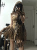 Spring Gothic Brown Vintage 3 Piece Set Women Sexy Lace Y2k Party Mini Pants Suit Female Korean Retro Designer Outfits