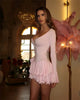Flare Sleeve Ruffle Sexy Mini Dress Women Robe Irregular Single-breasted V Neck High Waist Slim A-line Club Dress